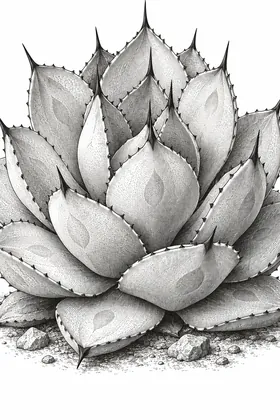 A pencil drawing of an agave.